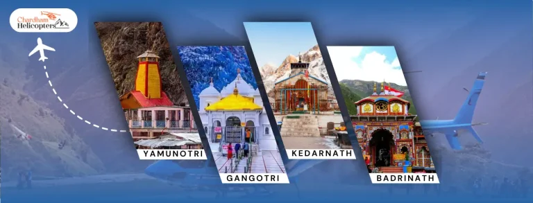Chardham Yatra places – Yamunotri, Gangotri, Kedarnath, Badrinath temples with helicopter service route