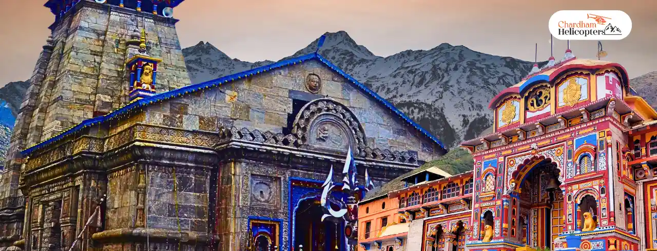 Best Time to Visit Kedarnath and Badrinath temples – spiritual journey with stunning Himalayan backdrop, highlighting the Badrinath to Kedarnath distance for pilgrims.